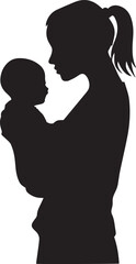 Mother and Baby Silhouette, Family Love, Parenting Concept