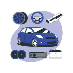 car accessories and accessories icon set illustration