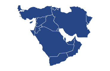 Obraz premium Vibrant Blue Middle East Map Vector Silhouette Set for Geography and Travel Design Projects