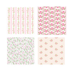 Set of Four Seamless pink Designs for Fabric and Scrapbook