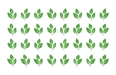 Lush Green Leaf Vector Icon Set for Nature and Sustainability Design Projects
