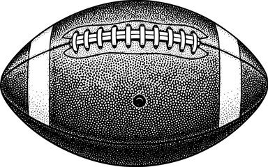 Black and white sketch of an american football ball with texture details. Vector illustration

