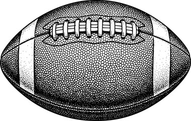 Black and white sketch of an american football ball with texture details. Vector illustration
