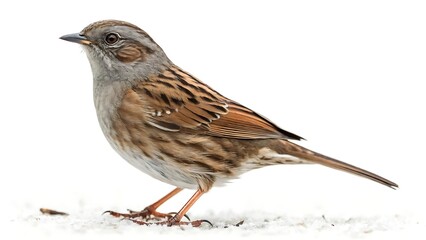 Dunnock  prunella modularis   isolated on a white background. AI GENERATED