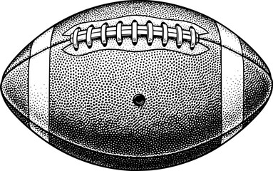 Black and white sketch of an american football ball with texture details. Vector illustration
