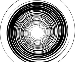 Obraz premium Black and white abstract concentric circles with a vortex effect. Vector illustration 