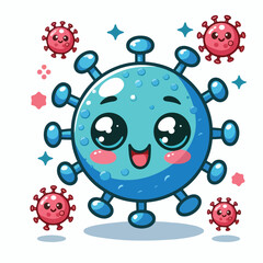 cute cartoon virus image vector on plain white background