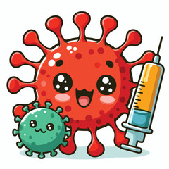 cute cartoon virus image vector on plain white background