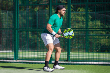Active padel player in motion perfect image for sports marketing and social media