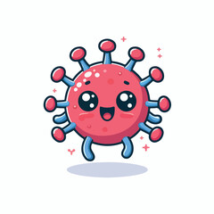 cute cartoon virus image vector on plain white background