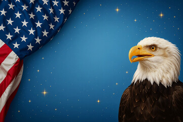 Naklejka premium American Bald Eagle Patriotism Night Sky
