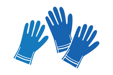 Vibrant Blue Vector Icon Set of Protective Gloves for Safety Campaigns, Workwear Designs, and Industrial Graphic Illustrations