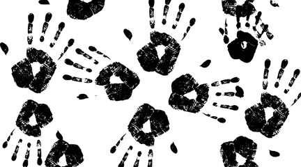 Black handprint patterns, artistic design concept. Vector illustration
