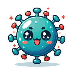 Fototapeta premium cute cartoon virus image vector on plain white background