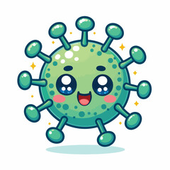 cute cartoon virus image vector on plain white background
