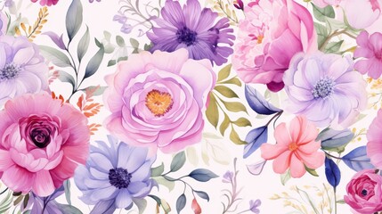 watercolor flowers pattern