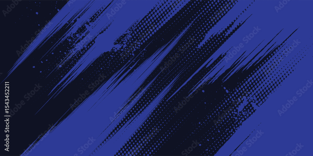 Poster dots halftone blue and dark blue color pattern gradient grunge texture background. dots pop art spor