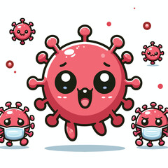 cute cartoon virus image vector on plain white background