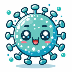 Obraz premium cute cartoon virus image vector on plain white background