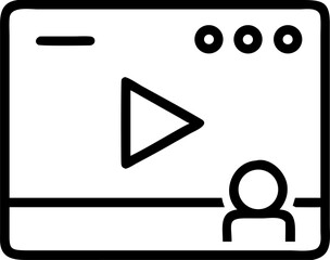 video player  vector outline icon on white or transparent background