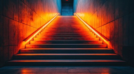 Illuminated stone stairway