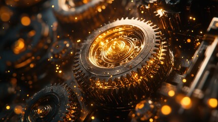 Intricate golden gears