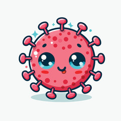 cute cartoon virus image vector on plain white background
