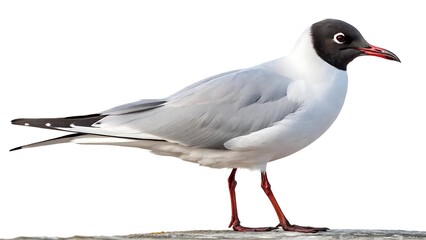  Black headed gull  chroicocephalus ridibundus   on a white background. AI GENERATED	
