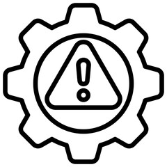 System Alert - Outline Icon - Gear with embedded warning triangle, representing technical issue or system alert