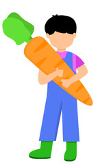 farmer holding a huge carrot 