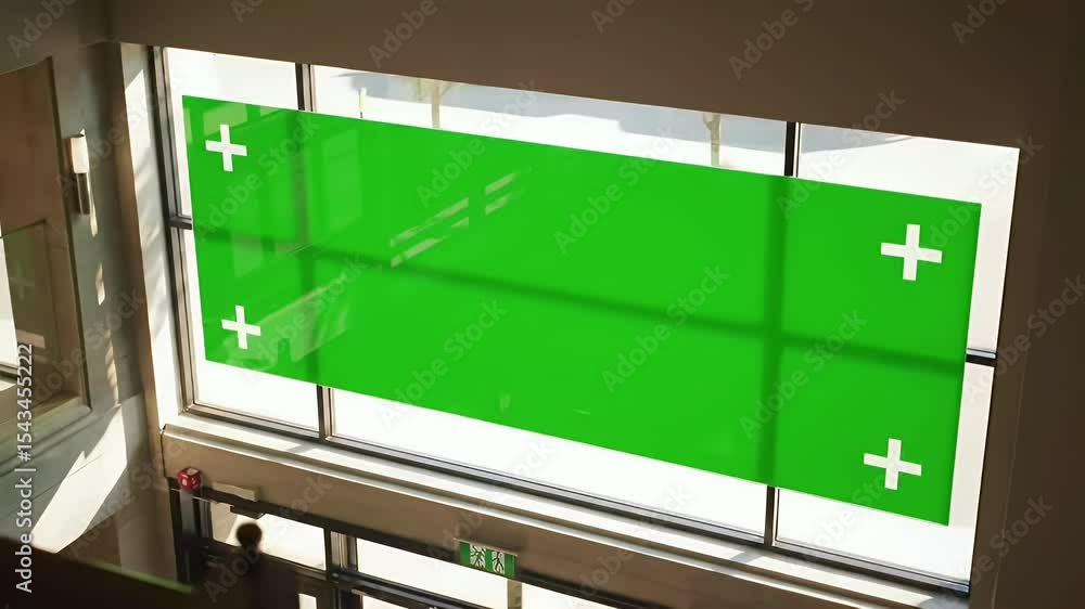 Poster Window with Green Screen for Content Insertion