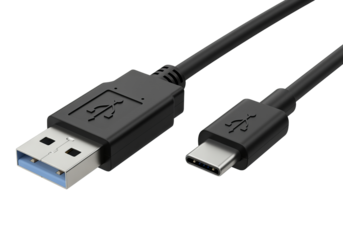 Usb type a to usb type c cable on PNG background, usb, usb type a, usb type c, cable, connector, technology, black, background, data, connection, device, wire, peripheral, electronics, communication