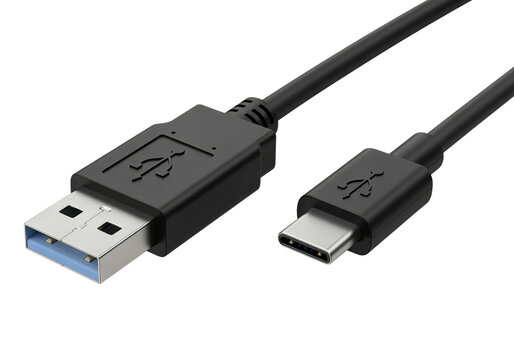 Usb type a to usb type c cable on PNG background, usb, usb type a, usb type c, cable, connector, technology, black, background, data, connection, device, wire, peripheral, electronics, communication