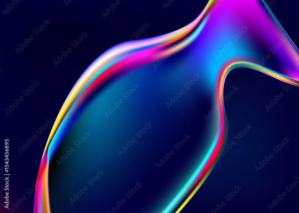 Poster abstract liquid holographic gradient shape. 3d vector design element.