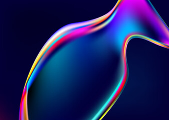 Abstract liquid holographic gradient shape. 3D Vector design element.