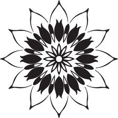 Ornate Floral Mandala Design with Symmetrical Petals and Curves