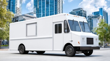 Naklejka premium Food Truck Mockup From The Side For Branding