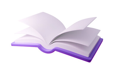 3d Open book vector illustration with pages turning, ideal for educational and storytelling themes. Vibrant design perfect for creative projects. Suitable for digital and print media.