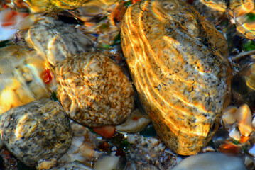 Light passing through the moving water creating an abstract image