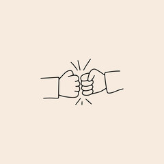 Two human hands strike fists icon flat vector design.