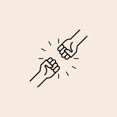 Two human hands strike fists icon flat vector design.
