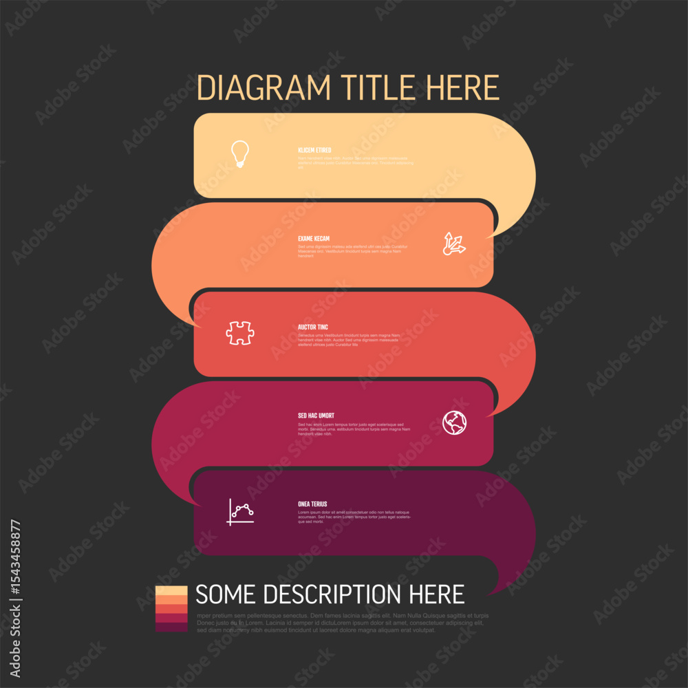 Poster this vertical infographic diagram template shows a 5 step process with colorful gradient shapes and 
