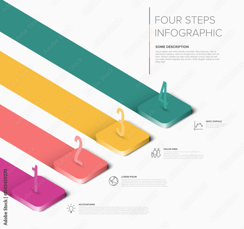 Poster this four steps infographic diagram shows a process or stages with numbers 1 to 4. use this infograp