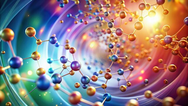Abstract Molecular Structure A Colorful Swirl of Connected Atoms and Bonds in Vibrant Hues