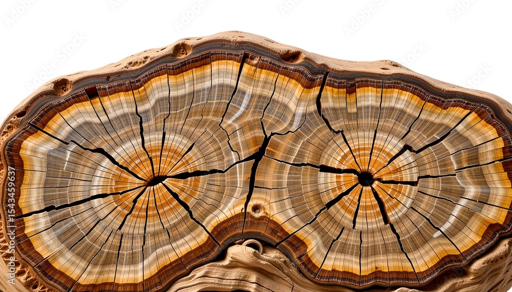 Poster close-up of a tree trunk, showcasing the intricate wood grain and natural textures. the cross-sectio