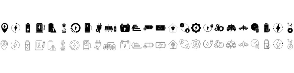 Charger icon vector set. Charging illustration sign collection. Electricity symbol. Powerbank logo.