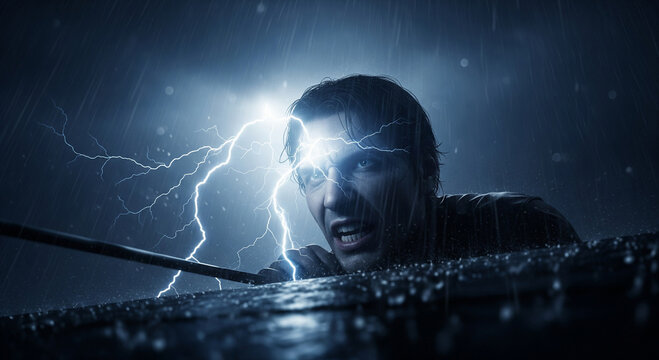 Storm Chaser During Lightning Thunder