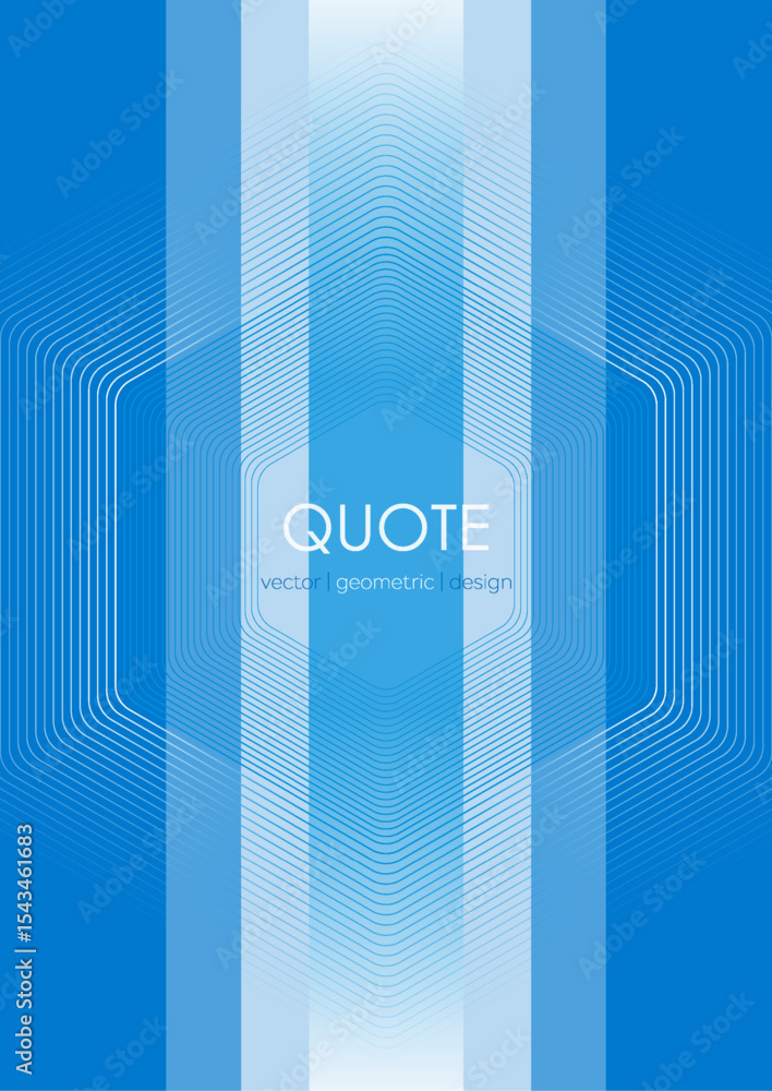 Poster Linear hexagonal shape on the blue striped minimal background. Geometric abstract vector flyer design