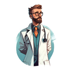Fototapeta premium Portrait of a Male Doctor. A Medical Professional in a Lab Coat