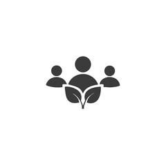 Eco Community Three People Icons Surrounding a Leaf Vector Silhouette Flat Icon Design